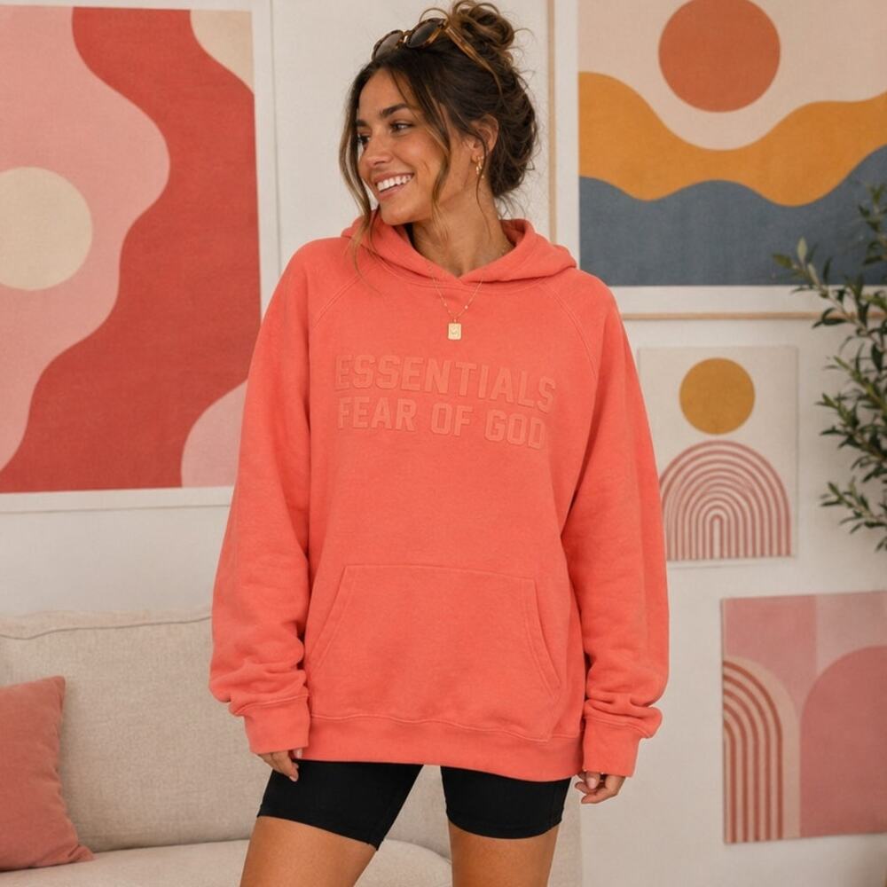 Fear of God Essentials Coral Oversized Hoodie Size Large